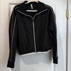 Athena Black Bomber Jacket with White Trim